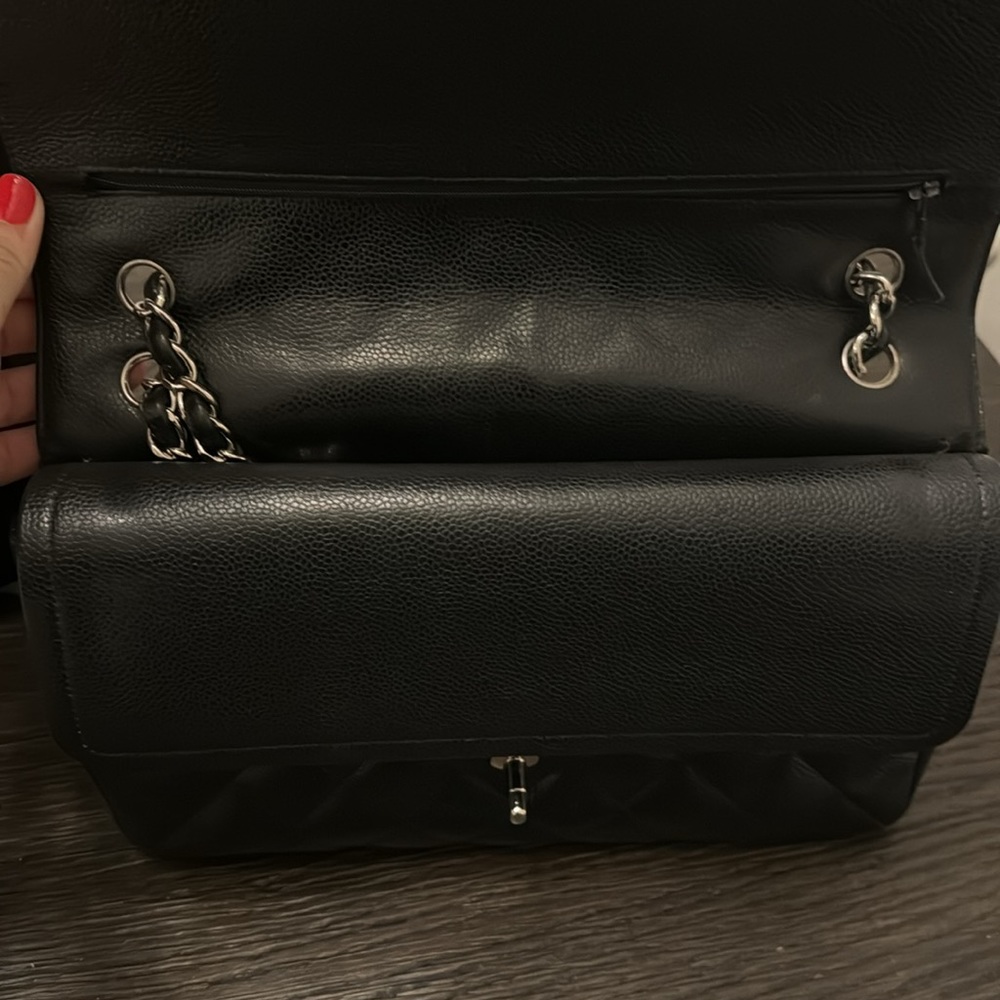 Classic Black Caviar Double Flap Chanel Jumbo - Picture 7 of 9